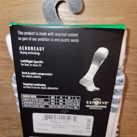 adidas Aeroknit Soccer Over The Calf Socks Men's White/Black New with Tags - Picture 6 of 10